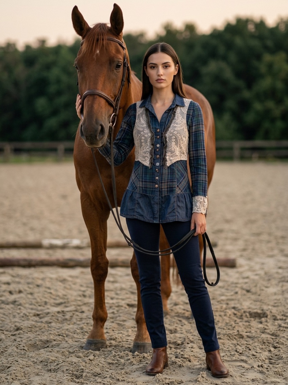 Elisa Cavaletti Navy and Cream Lace Blouse